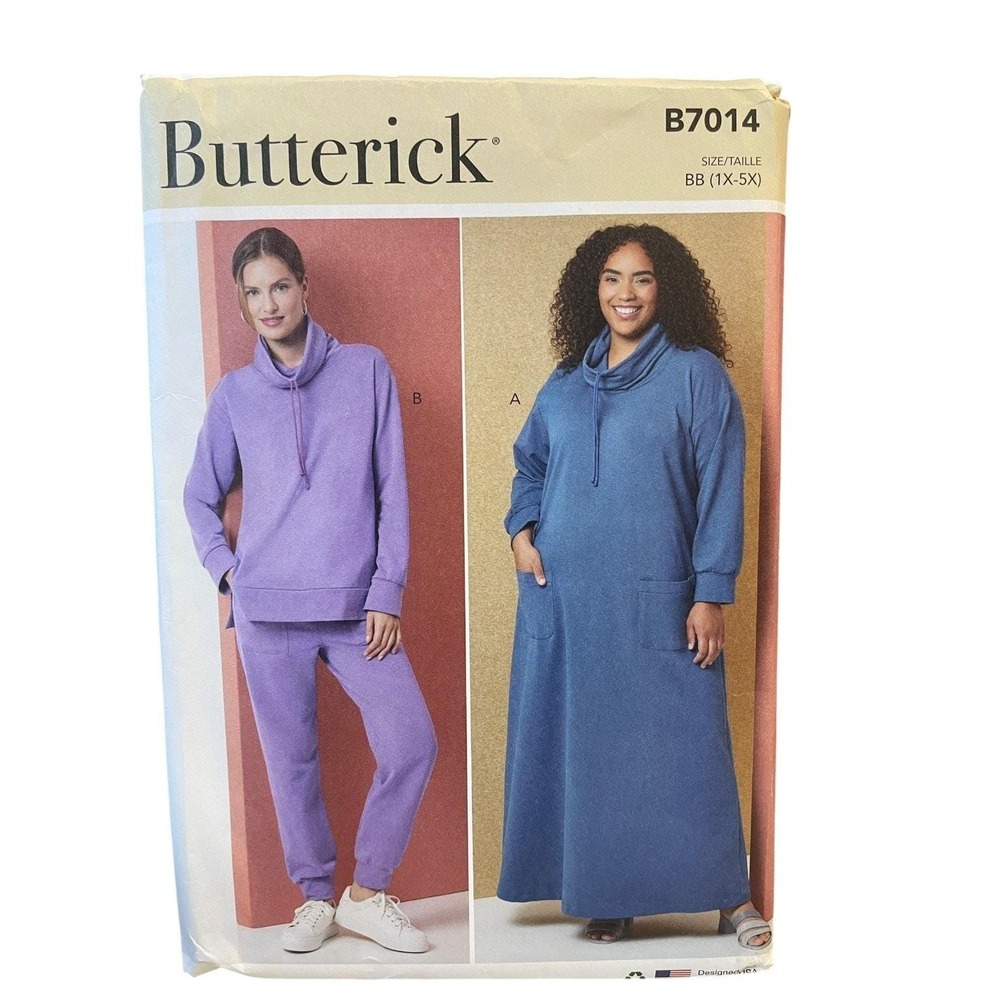 Butterick B7014 Lounge Dress Top Pants Sewing Pattern Plus Size 1X-5X